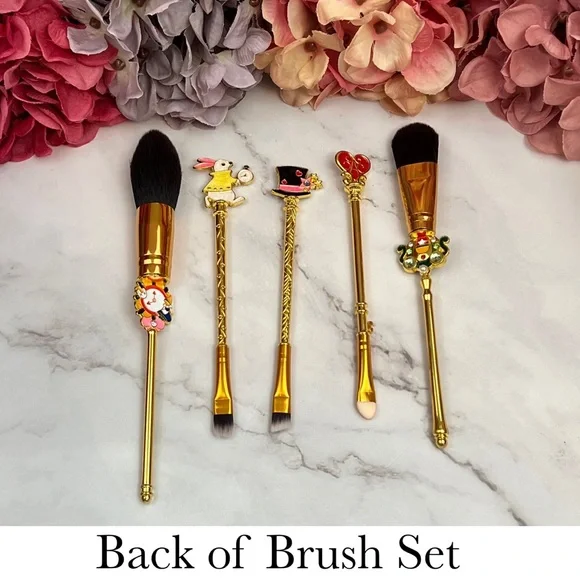 Alice in Wonderland Gold 5 Piece Makeup Brush Set - Picture 12 of 17